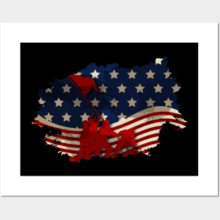 American flag map memorial Posters and Art